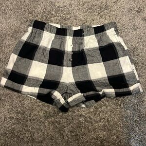 Black and white flannel PJ shorts
